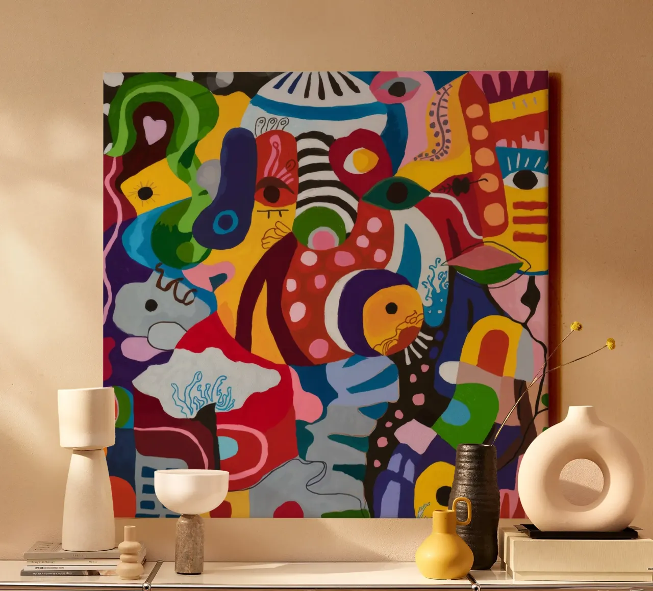 Grillig abstract wonderland canvas met Baklijst van Monarco Virtuoso