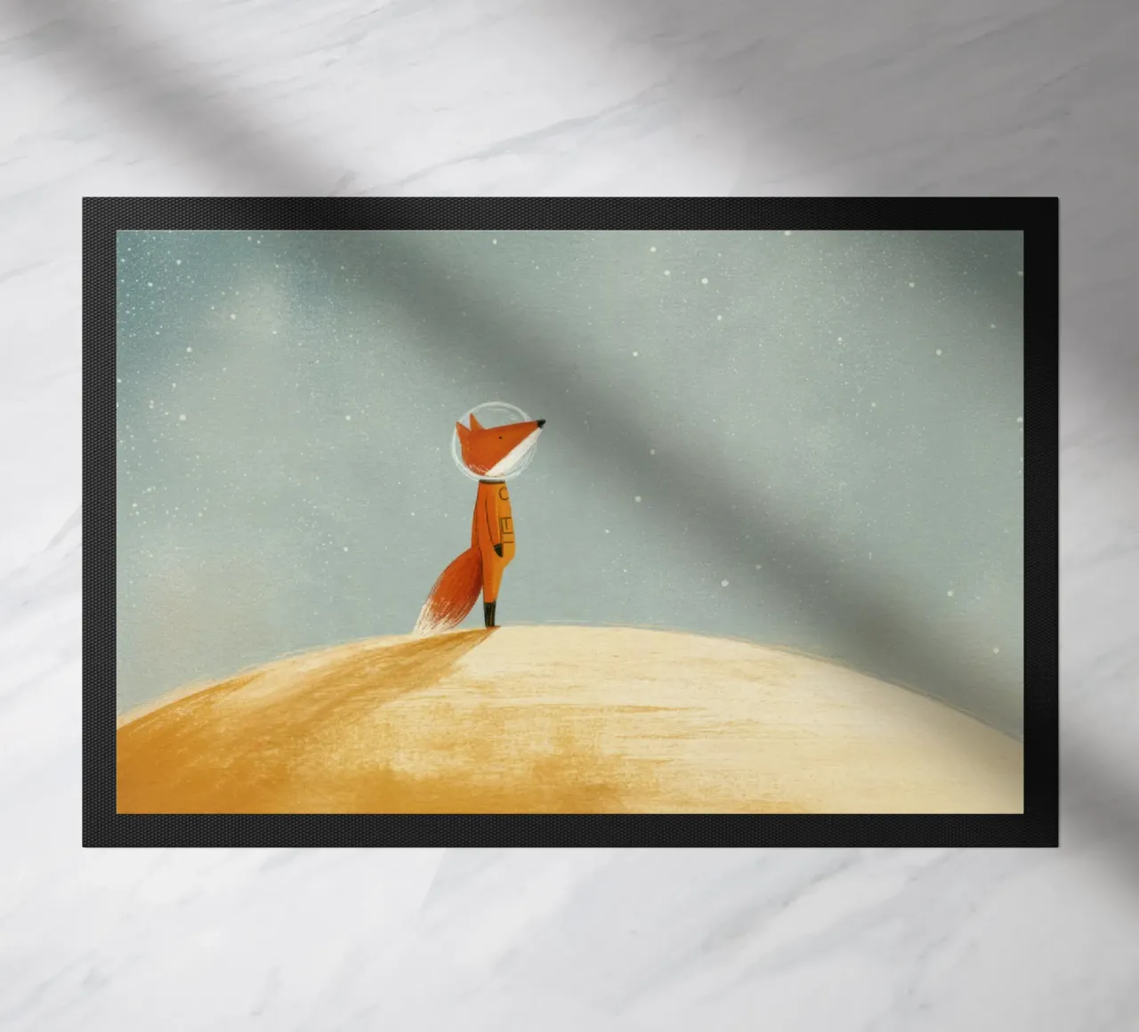 Astronaut Fox Floating in Space – Cute Minimalist Art doormat by Modern Muse