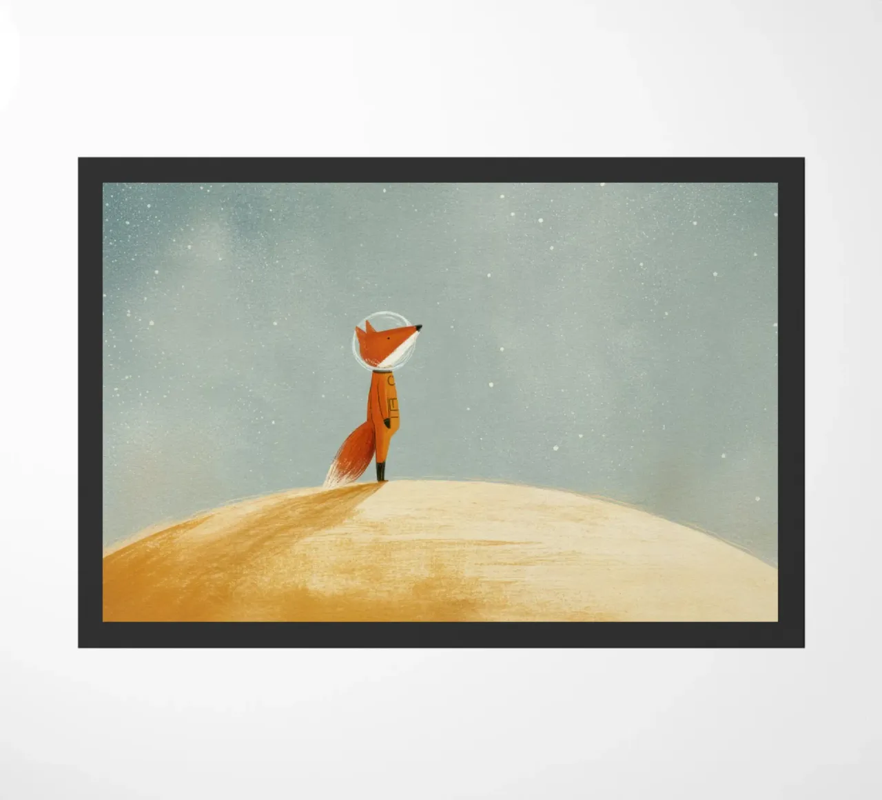 Astronaut Fox Floating in Space – Cute Minimalist Art doormat by Modern Muse