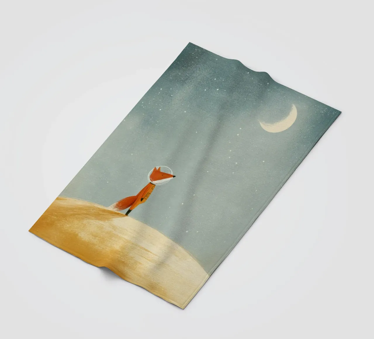 Astronaut Fox Floating in Space – Cute Minimalist Art fleece blanket by Modern Muse