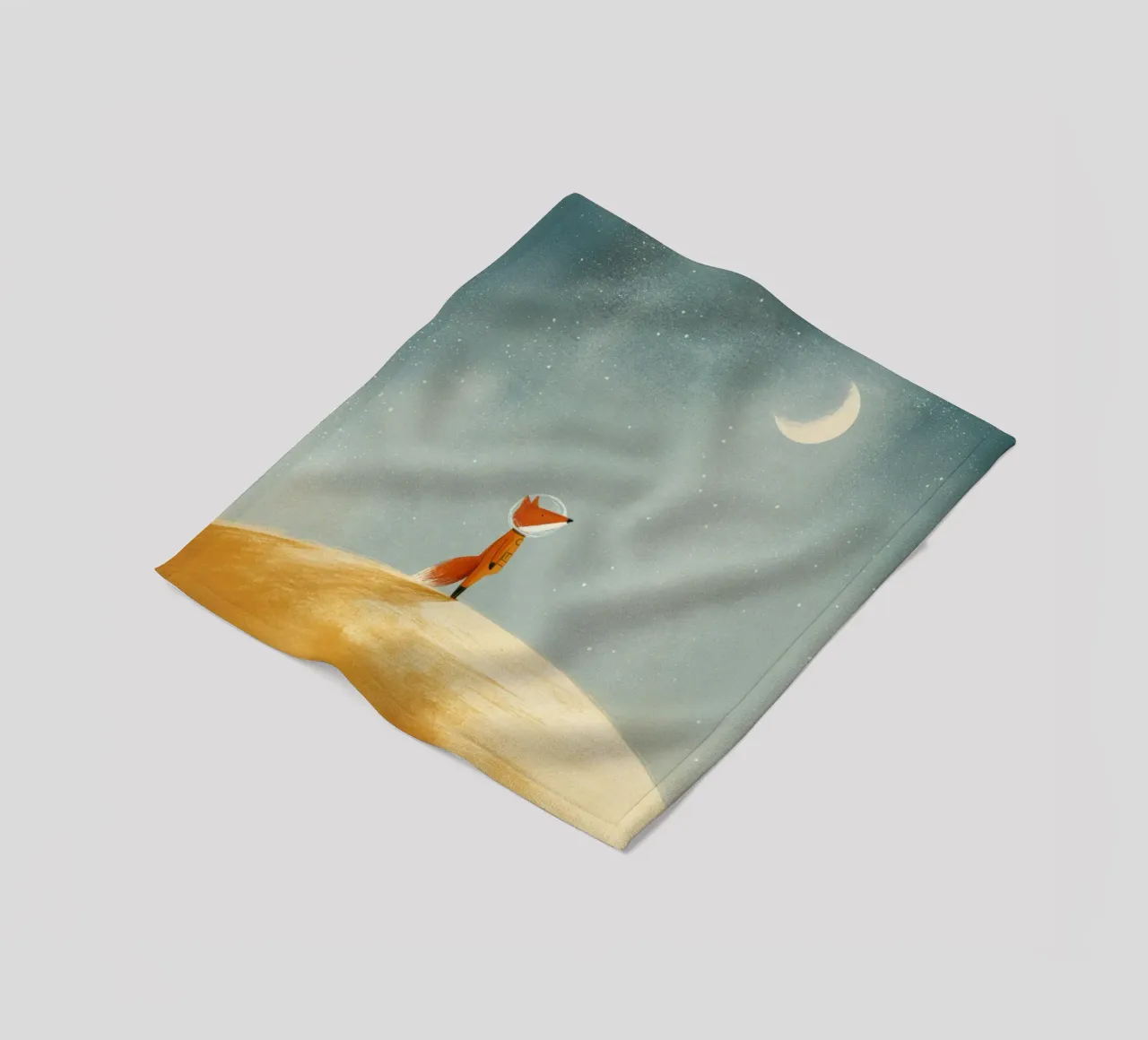 Astronaut Fox Floating in Space – Cute Minimalist Art fleece blanket by Modern Muse