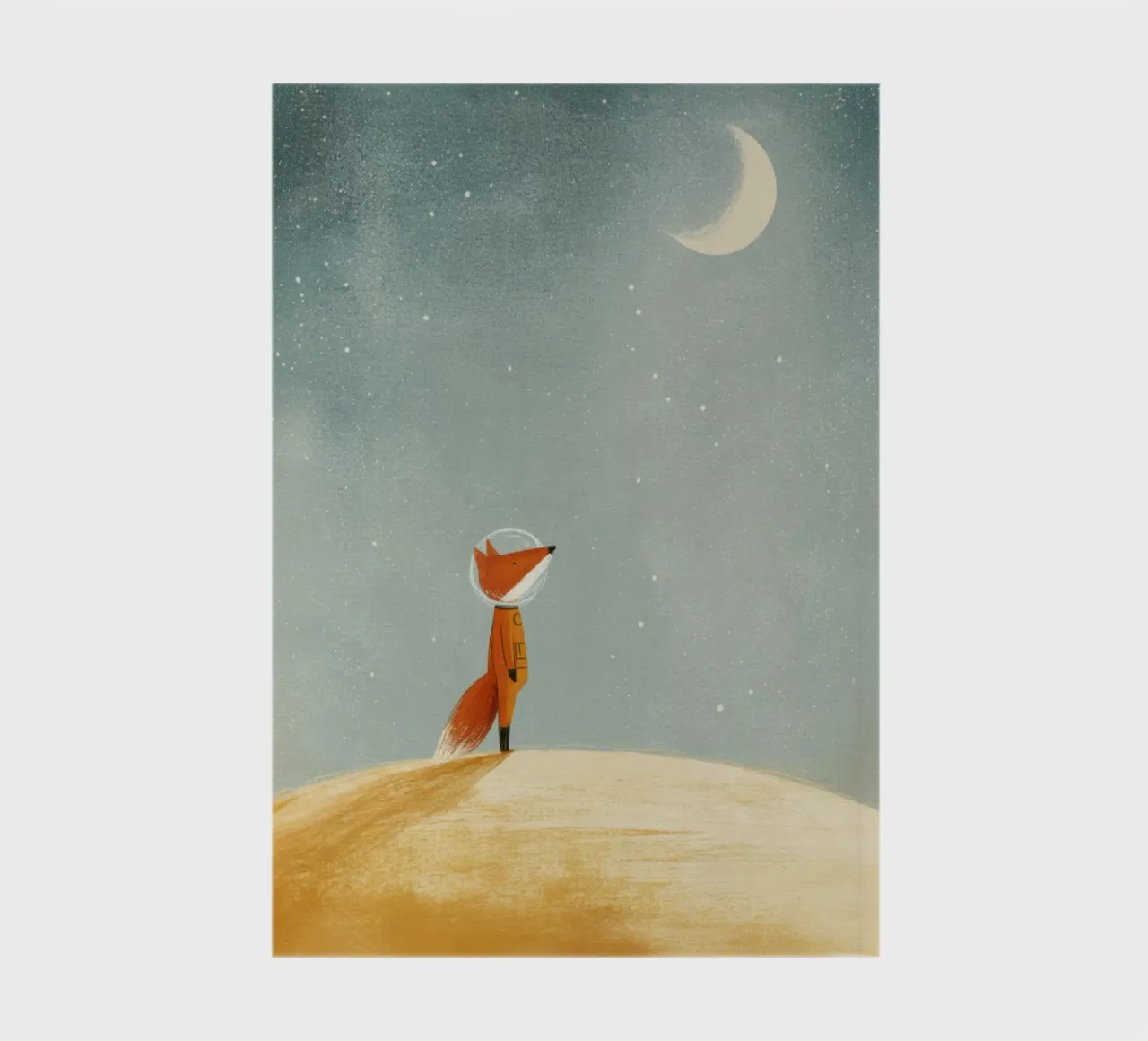 Astronaut Fox Floating in Space – Cute Minimalist Art notebook by Modern Muse