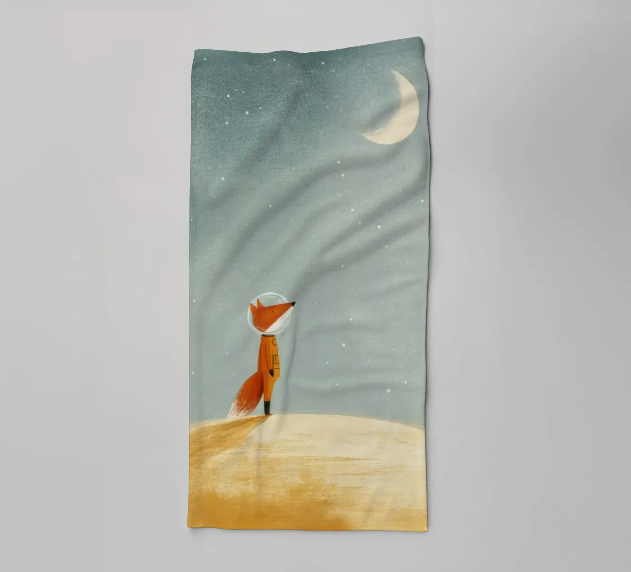 Astronaut Fox Floating in Space – Cute Minimalist Art towel by Modern Muse