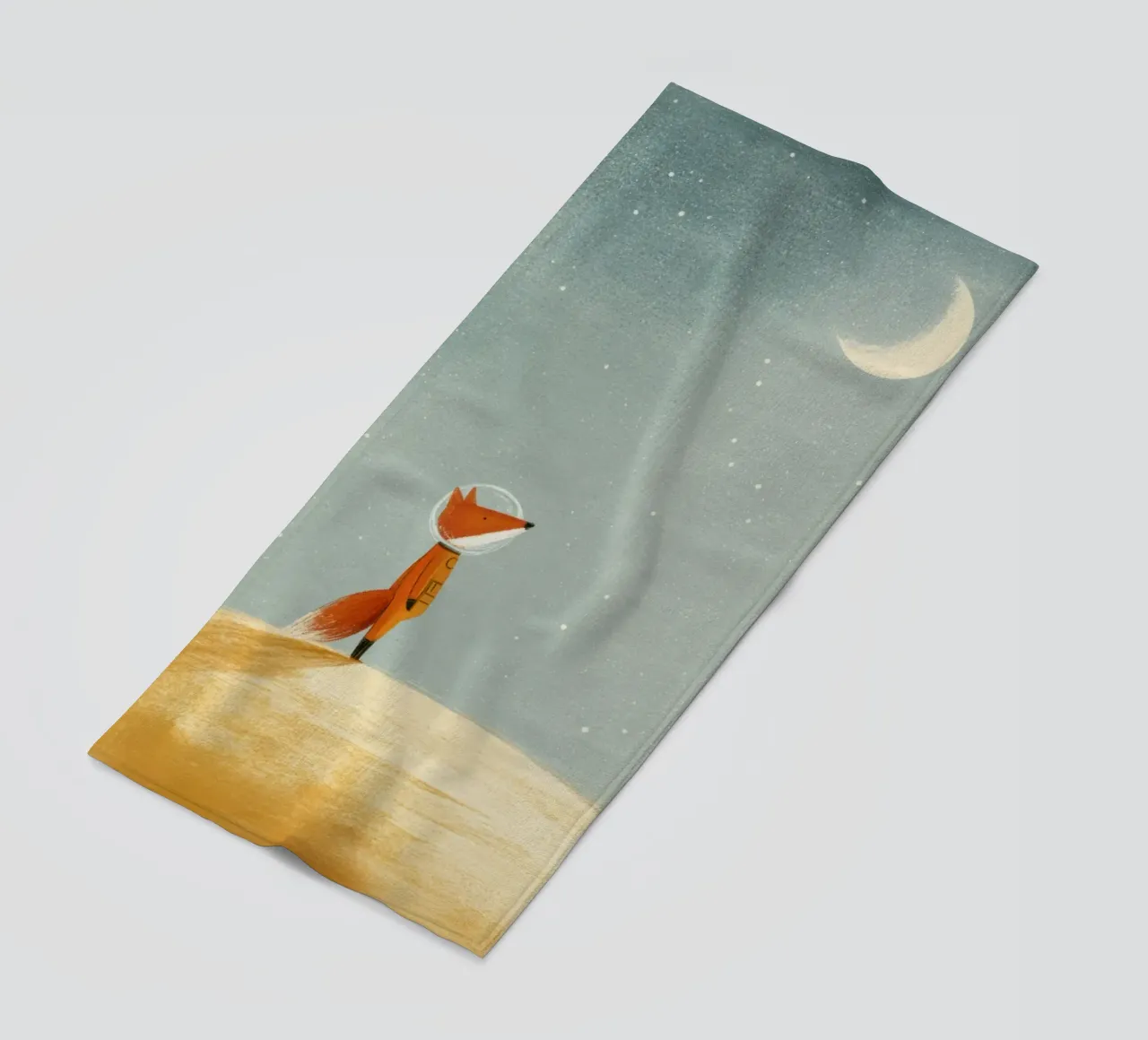 Astronaut Fox Floating in Space – Cute Minimalist Art beach towel by Modern Muse