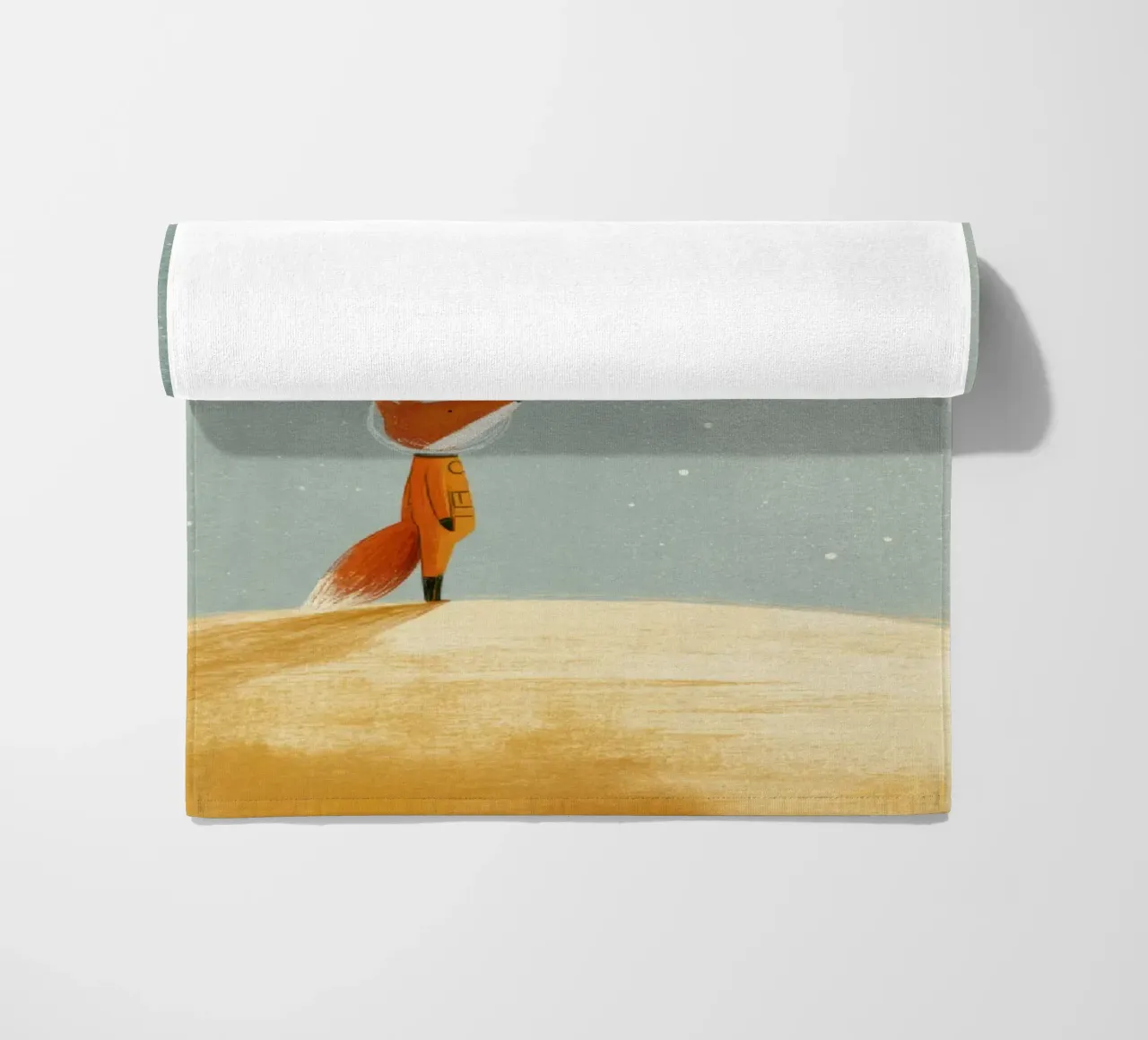 Astronaut Fox Floating in Space – Cute Minimalist Art beach towel by Modern Muse