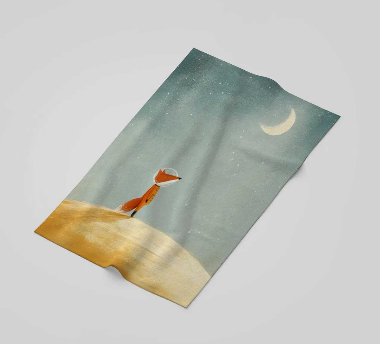 Astronaut Fox Floating in Space – Cute Minimalist Art beach towel by Modern Muse