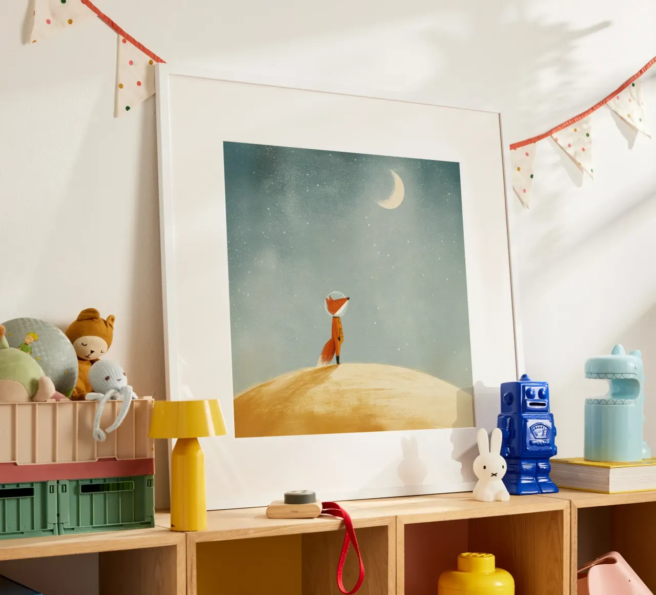 Astronaut Fox Floating in Space – Cute Minimalist Art hahnemühle by Modern Muse
