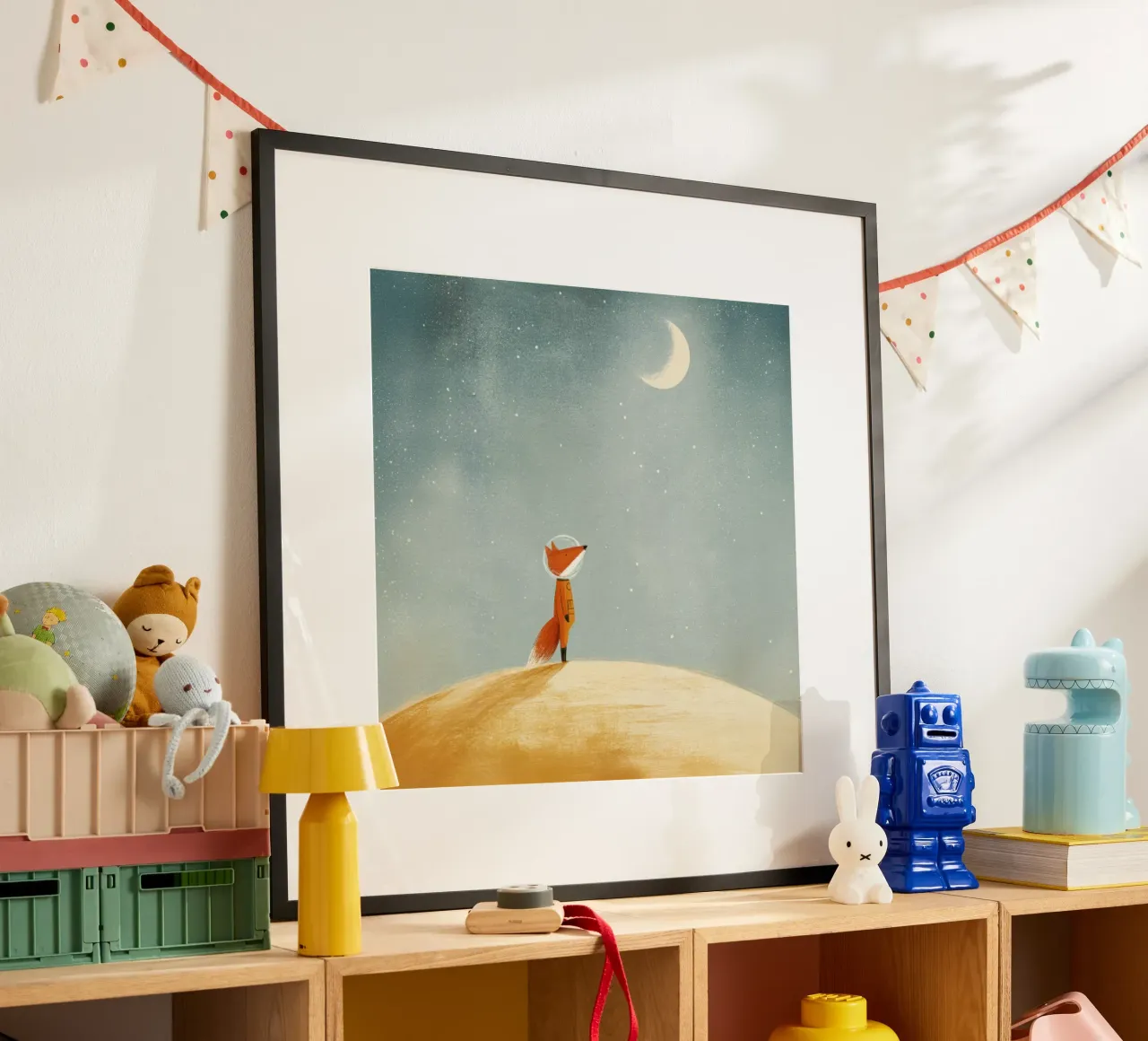 Astronaut Fox Floating in Space – Cute Minimalist Art hahnemühle by Modern Muse