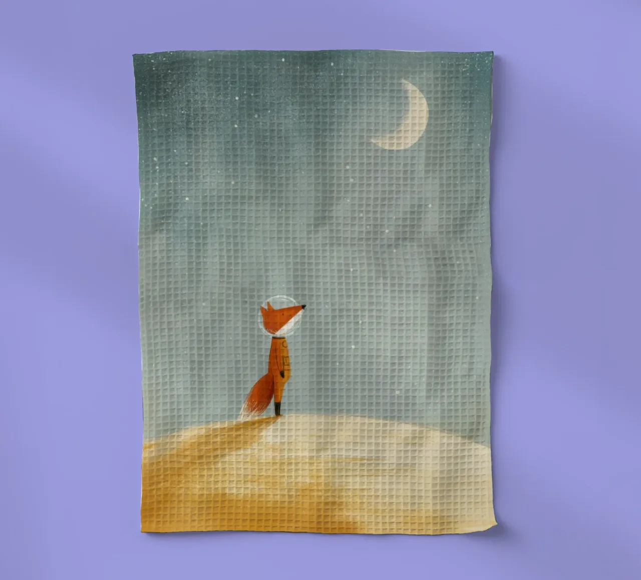 Astronaut Fox Floating in Space – Cute Minimalist Art tea towel by Modern Muse