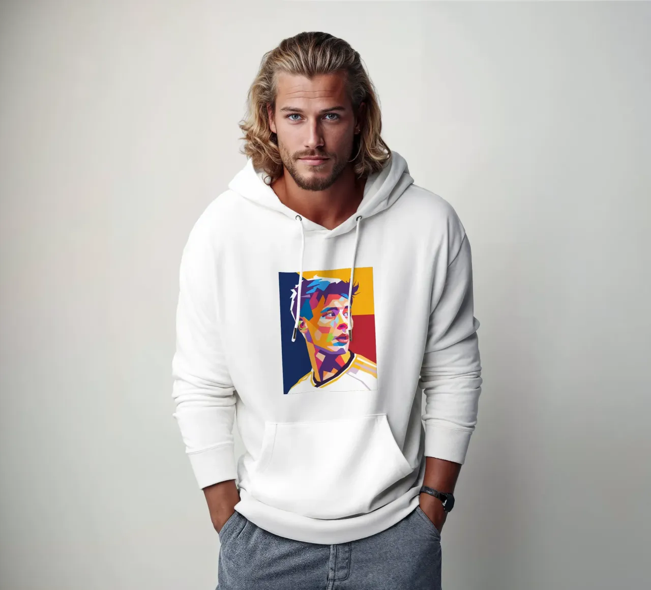 Arda Guller ritratto pop art felpa con cappuccio da Hantamrata