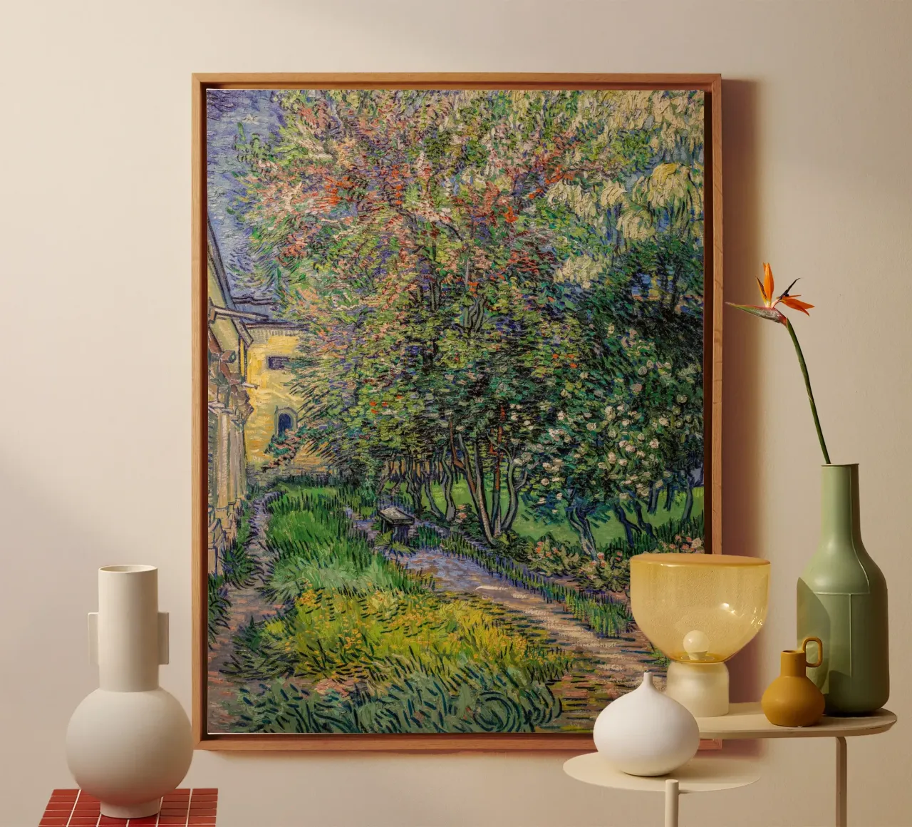 van Gogh, The garden of the asylum of Saint-Rémy canvas with Floater frame by Carinaprint