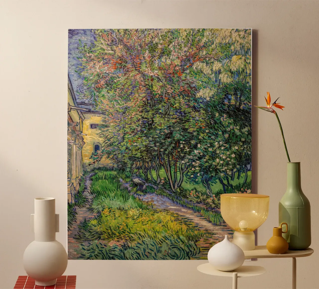 van Gogh, The garden of the asylum of Saint-Rémy canvas with Floater frame by Carinaprint