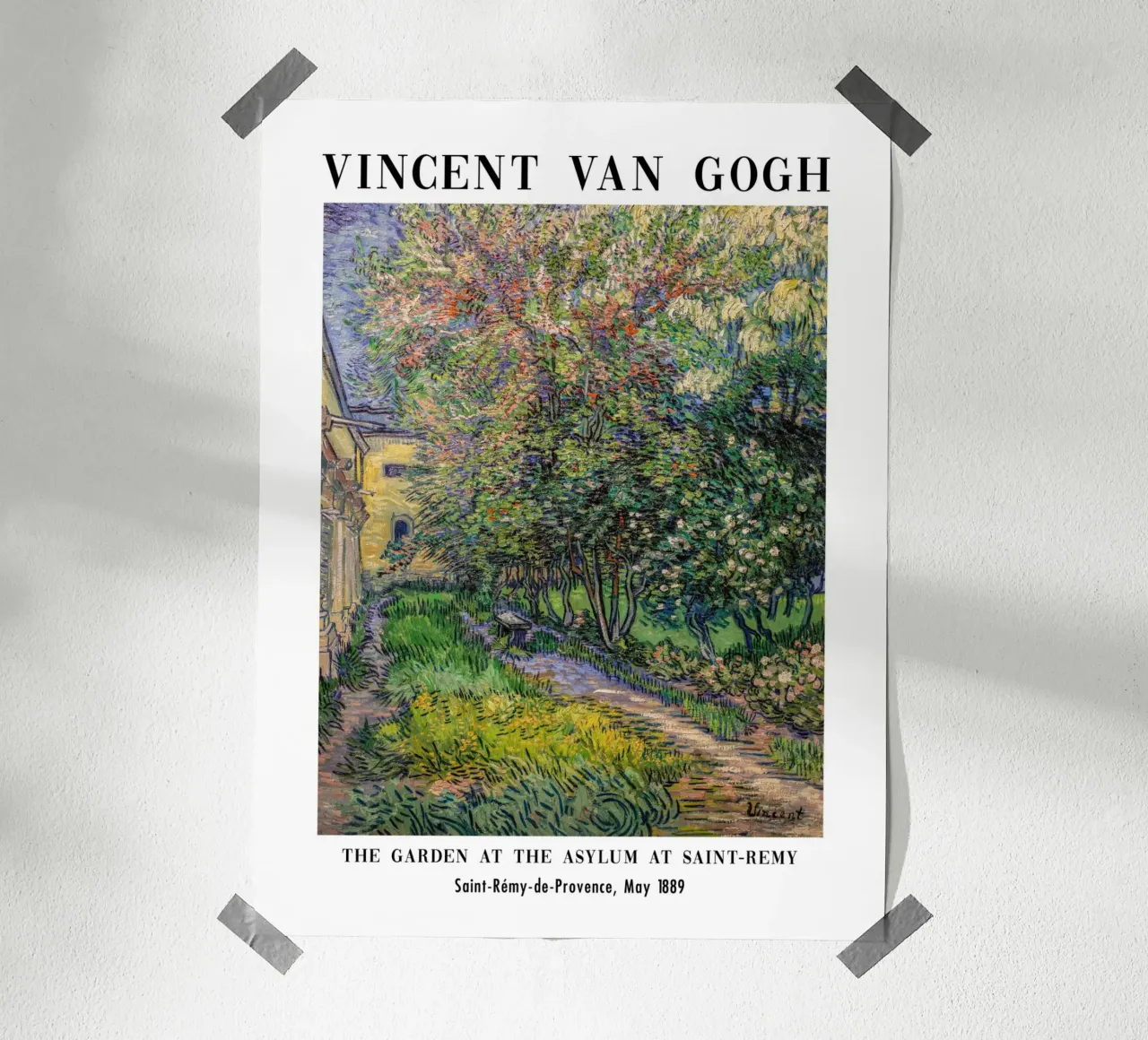 van Gogh, Giardino del manicomio di Saint-Rémy poster con telaio in alluminio da Carinaprint