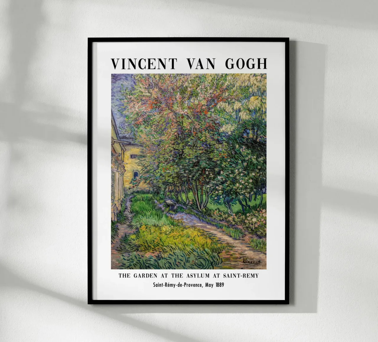 van Gogh, Giardino del manicomio di Saint-Rémy poster con telaio in alluminio da Carinaprint
