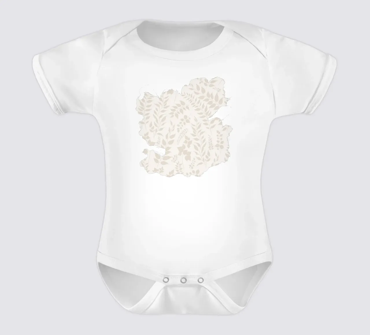 Greenery Botanische print Taupe bladeren babyrompertje korte mouwen van SilverPegasus