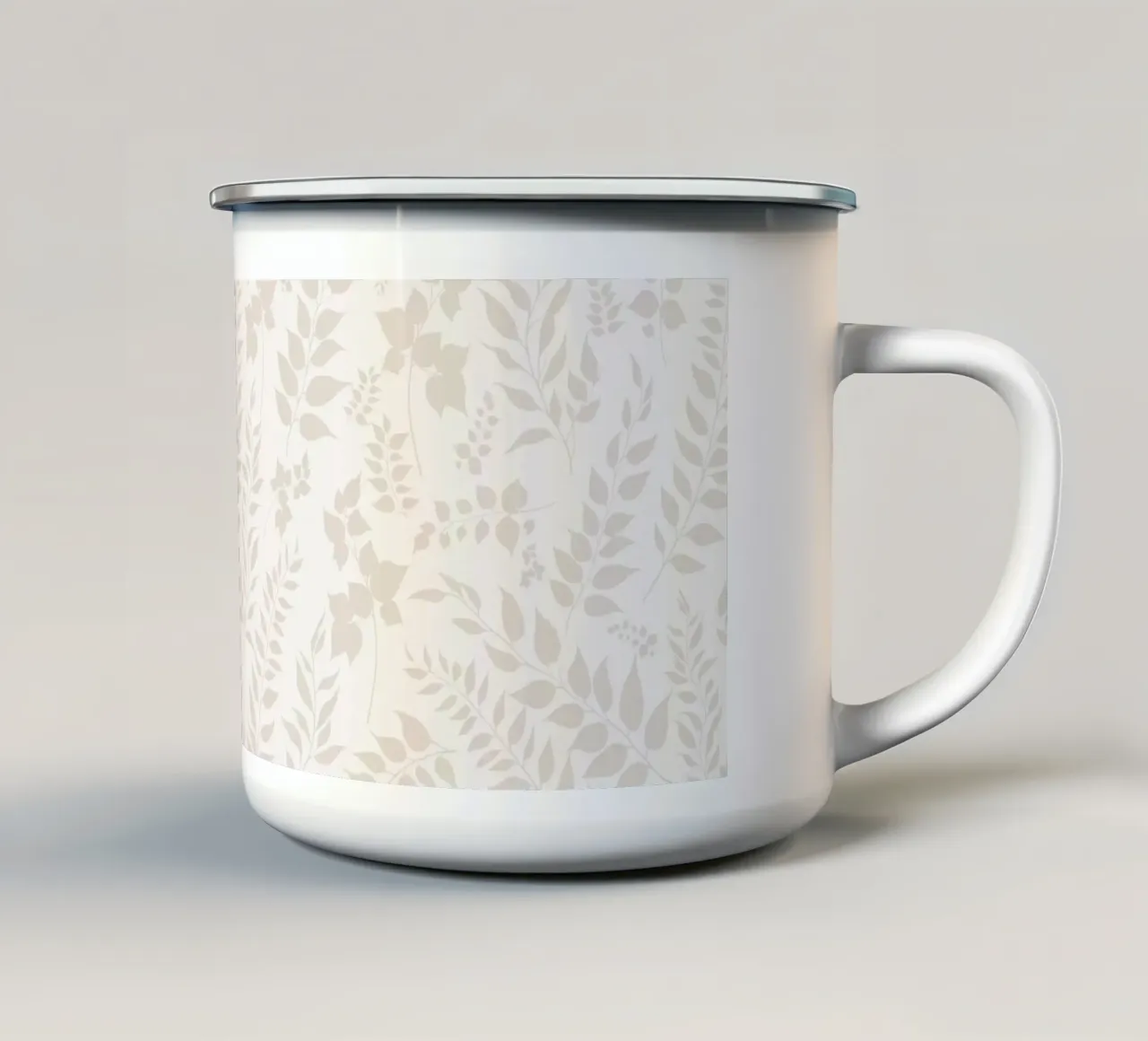 Stampa botanica Greenery Taupe Leaves tazza in smalto da SilverPegasus