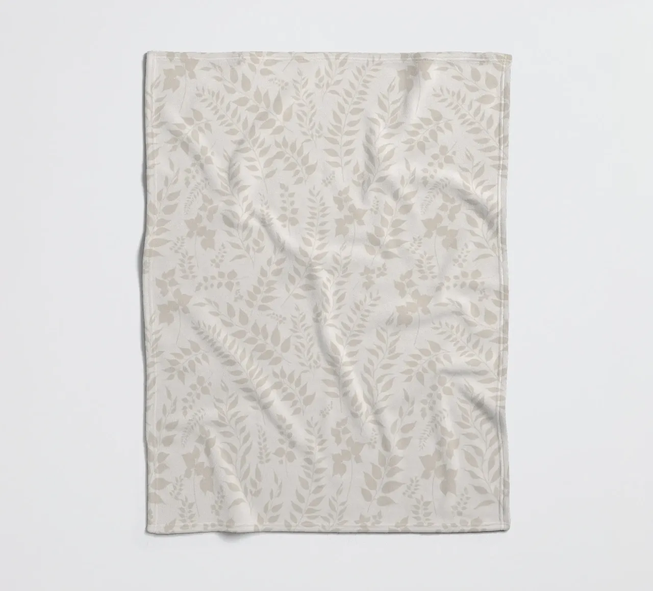 Greenery Botanische print Taupe bladeren fleecedeken van SilverPegasus