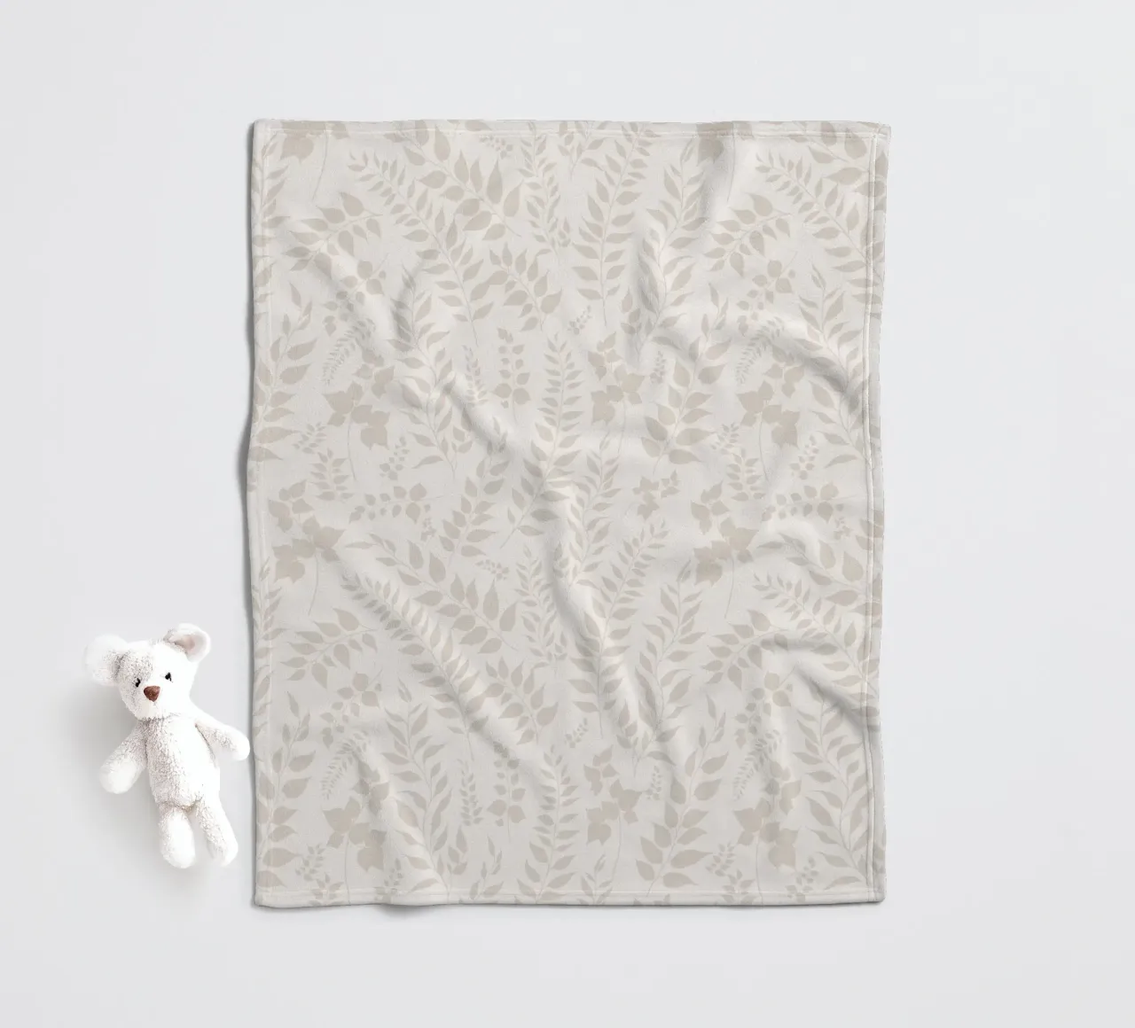 Greenery Botanische print Taupe bladeren fleecedeken van SilverPegasus