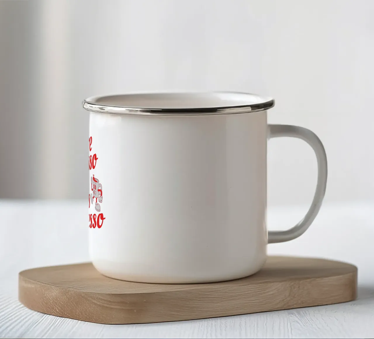 More espresso Less depresso tazza in smalto da Gunawan Rb