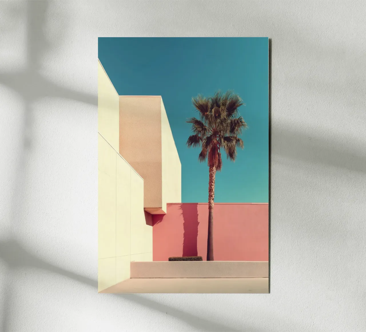 Palm Tree & Modern Architecture alu-dibond by Indigo Tides Art