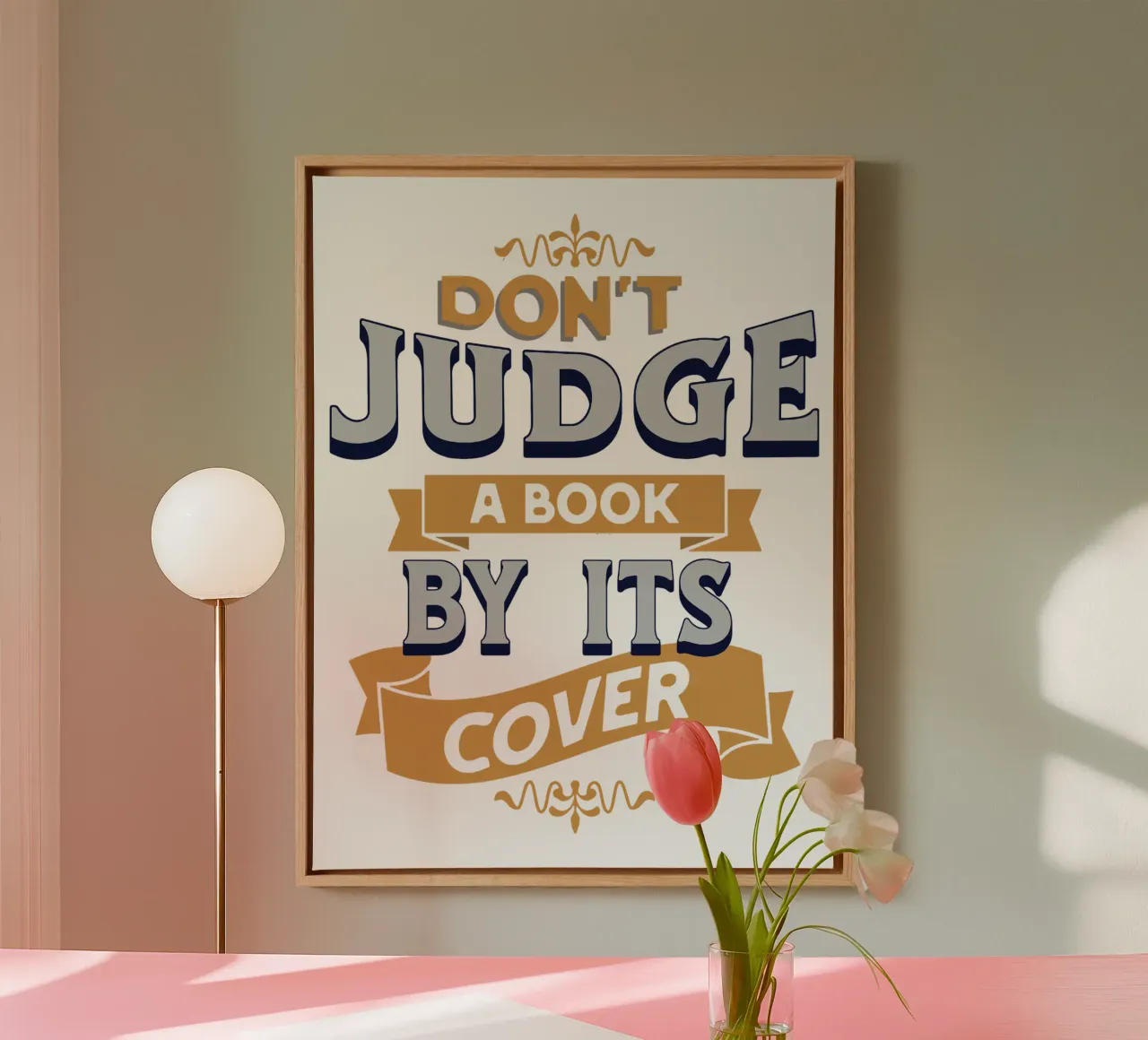Don't judge a book by its cover canvas with Floater frame by Gunawan Rb