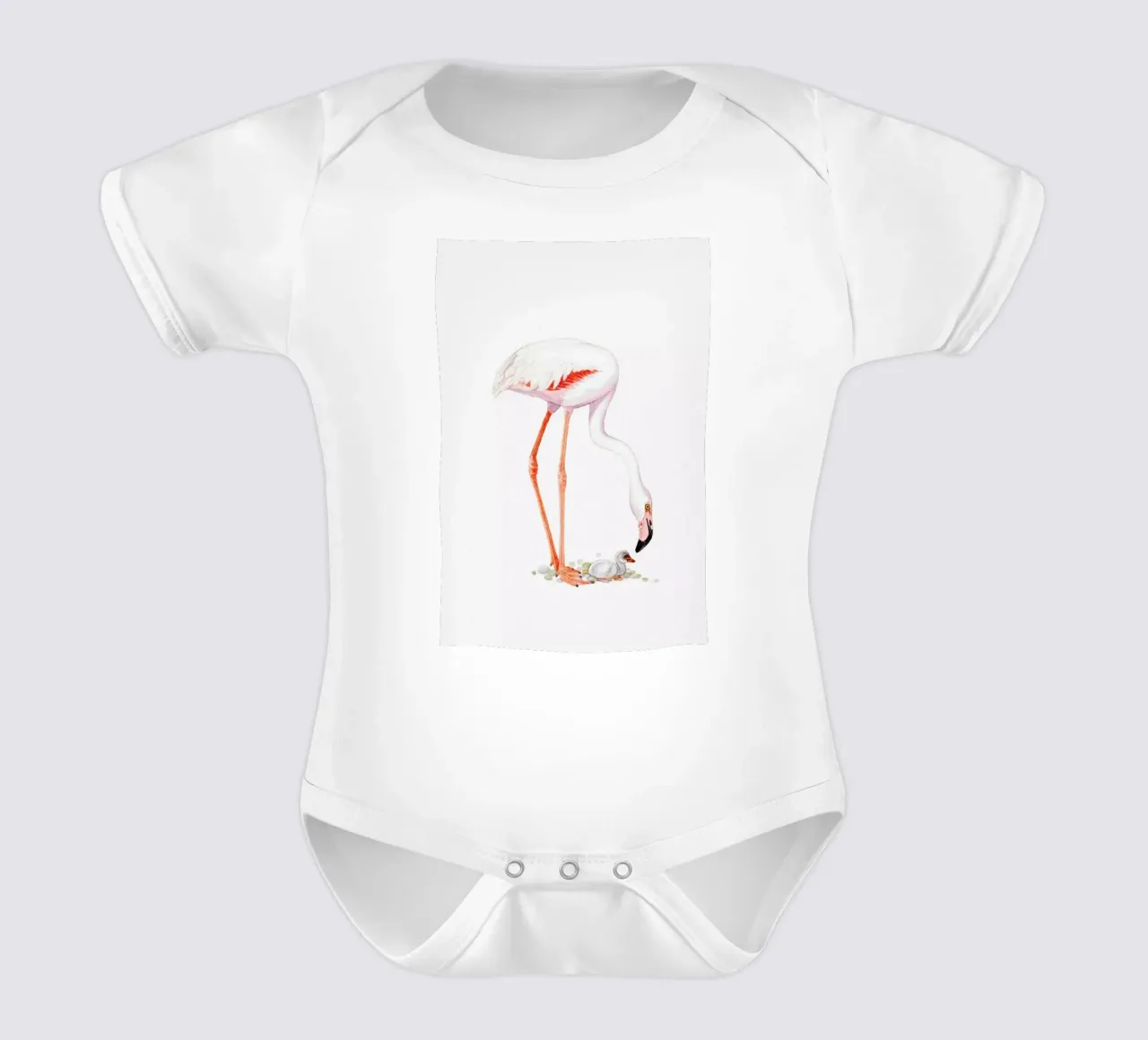Flamingo with Chick body neonato maniche corte da Flora & Fauna
