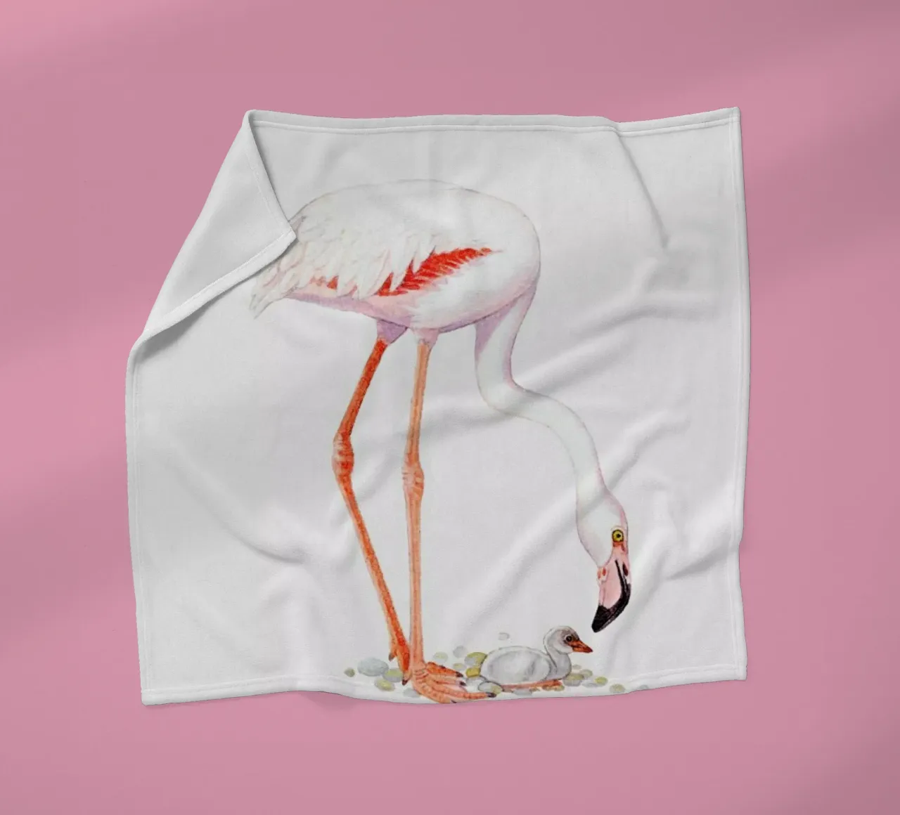 Flamingo with Chick coperta in pile da Flora & Fauna