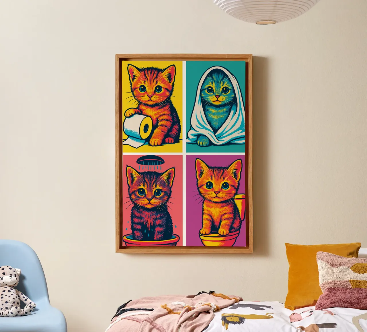 Andy Kitten canvas met Baklijst van Little Wild Lines