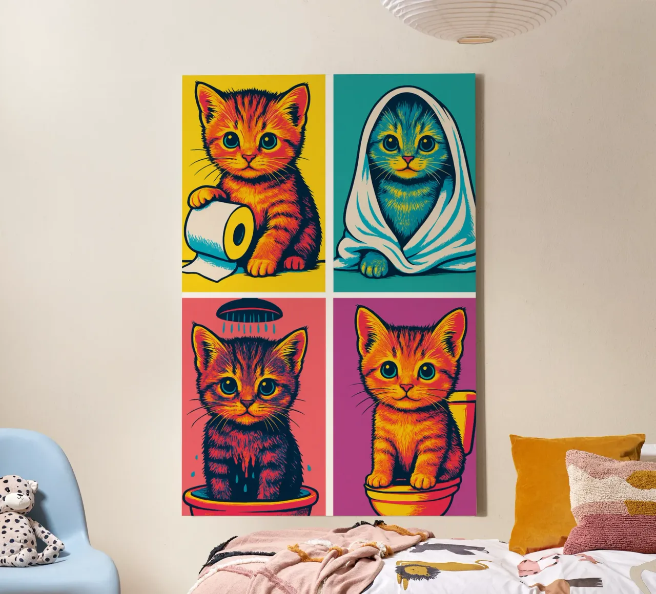 Andy Kitten canvas met Baklijst van Little Wild Lines