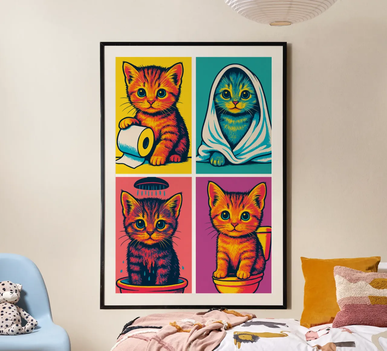 Andy Kitten poster with aluminum frame by Little Wild Lines