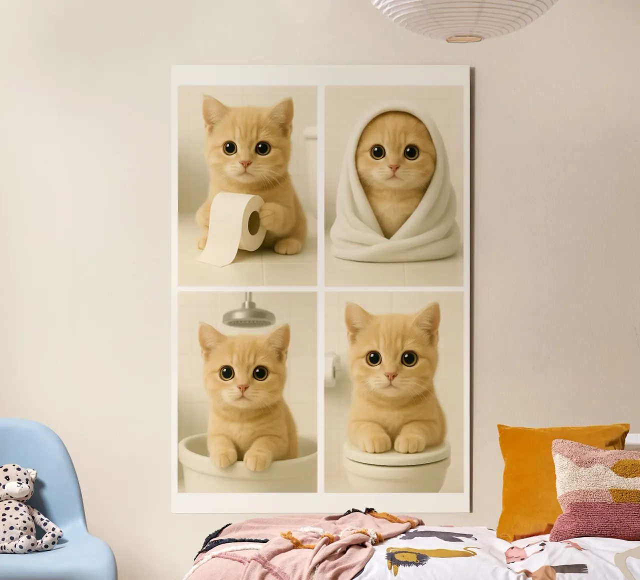 Gatto in bagno alluminio dibond da Little Wild Lines