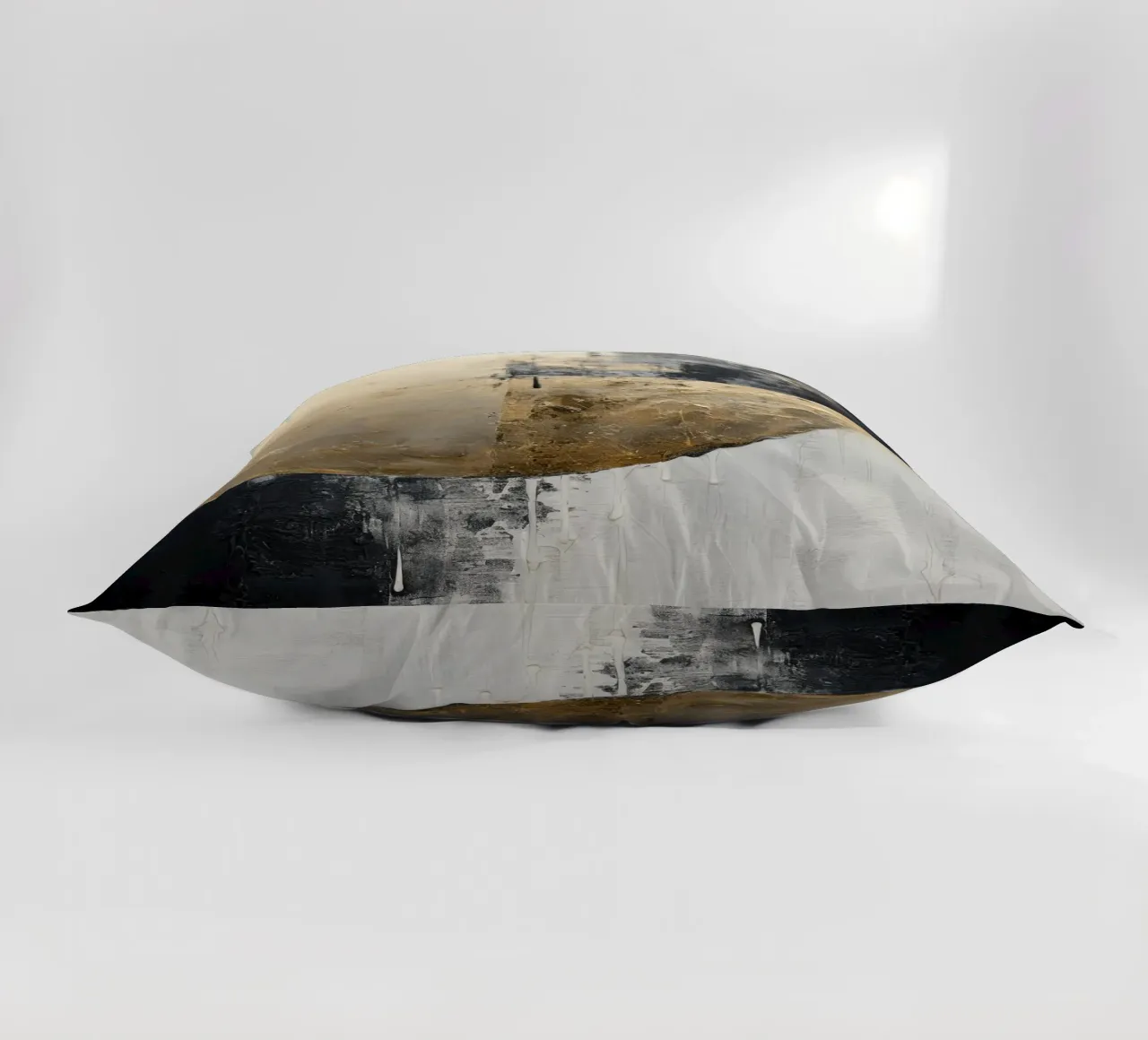 Abstract circle in gold and black decorative cushion by Imagine