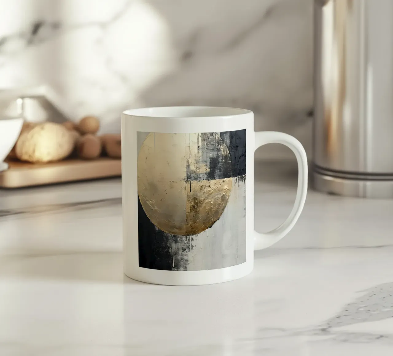 Cerchio astratto in oro e nero tazza in ceramica da Imagine