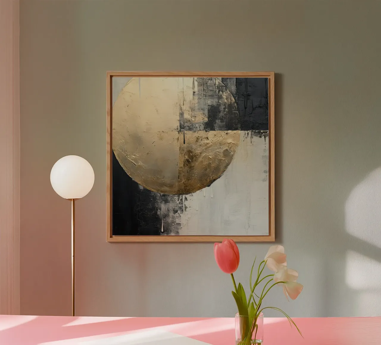 Abstract circle in gold and black forex plate by Imagine