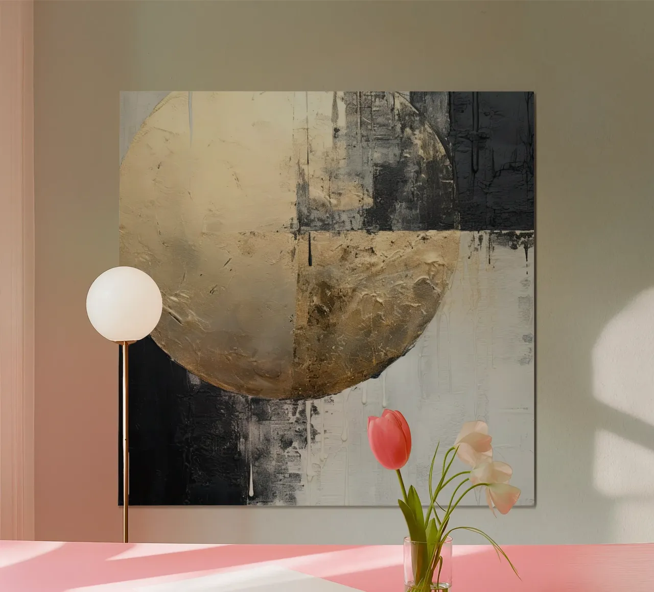 Abstract circle in gold and black poster by Imagine