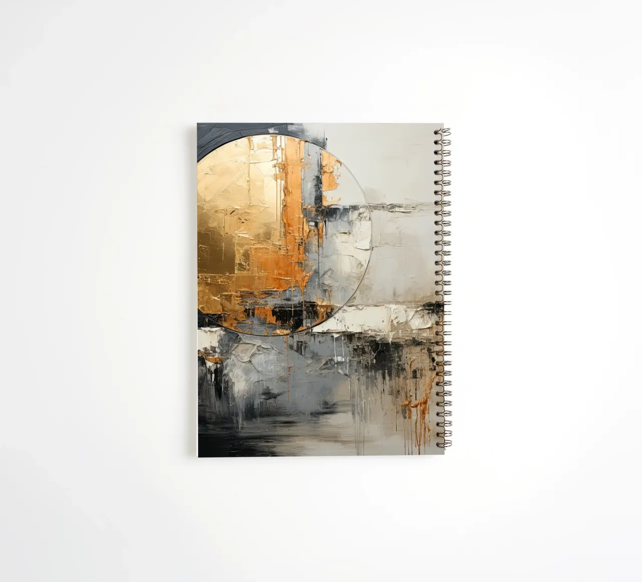 Circle abstract and black and gold spiral notebook by Imagine