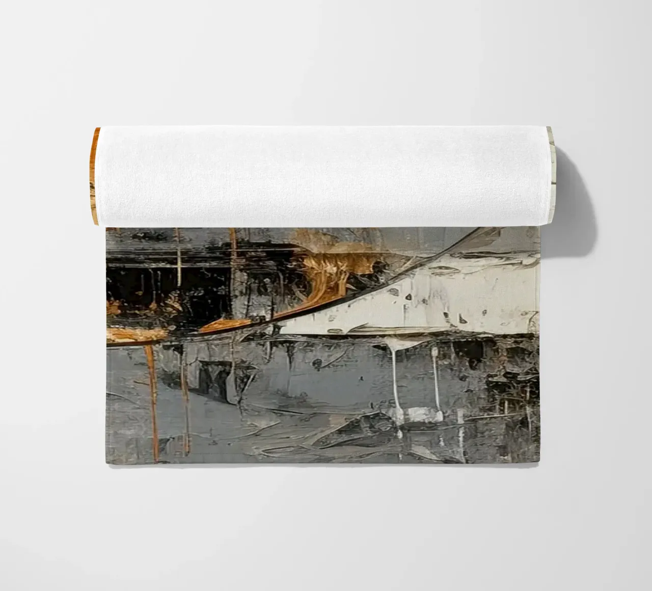 Circle abstract and black and gold beach towel by Imagine