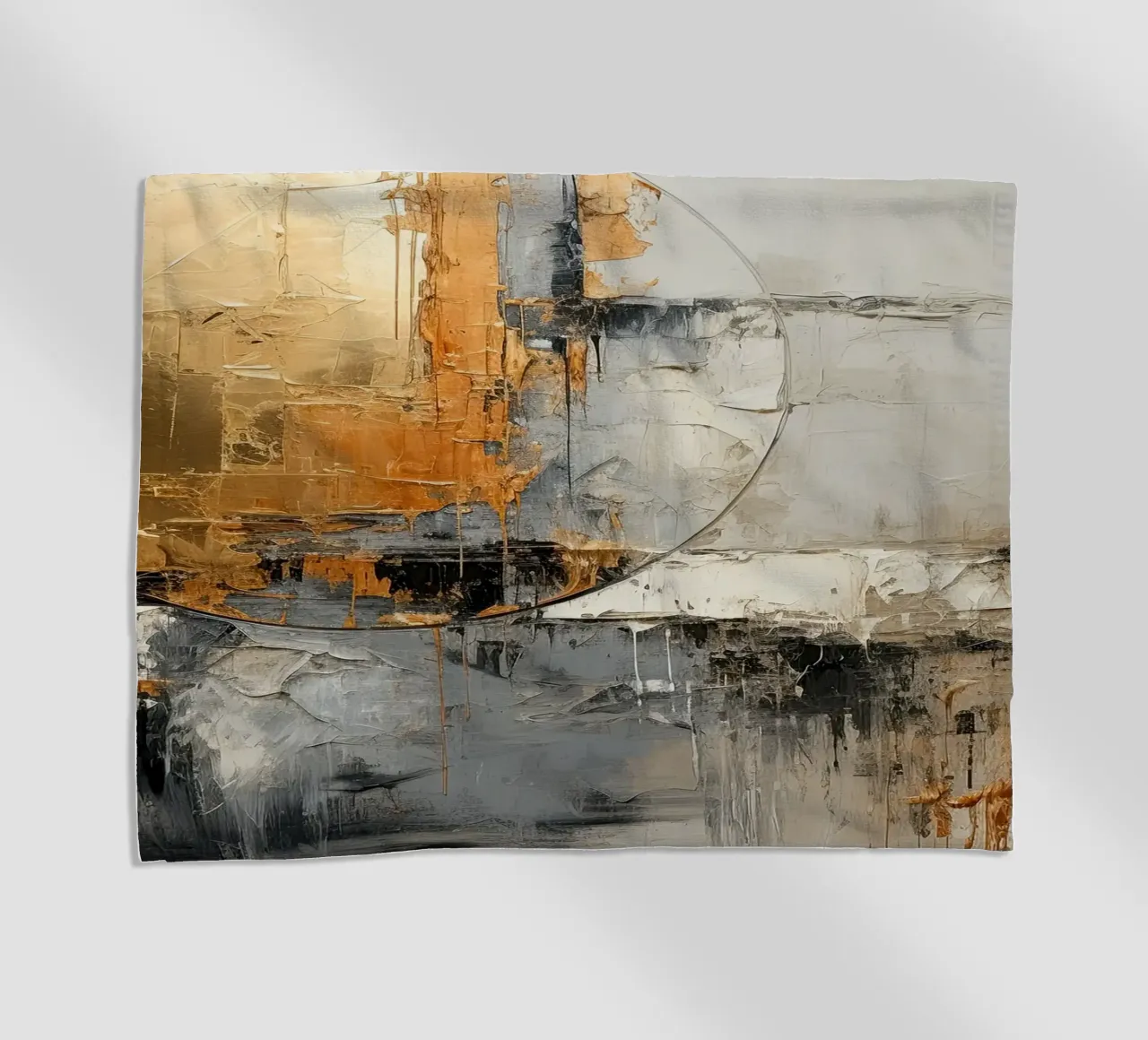 Circle abstract and black and gold beach towel by Imagine