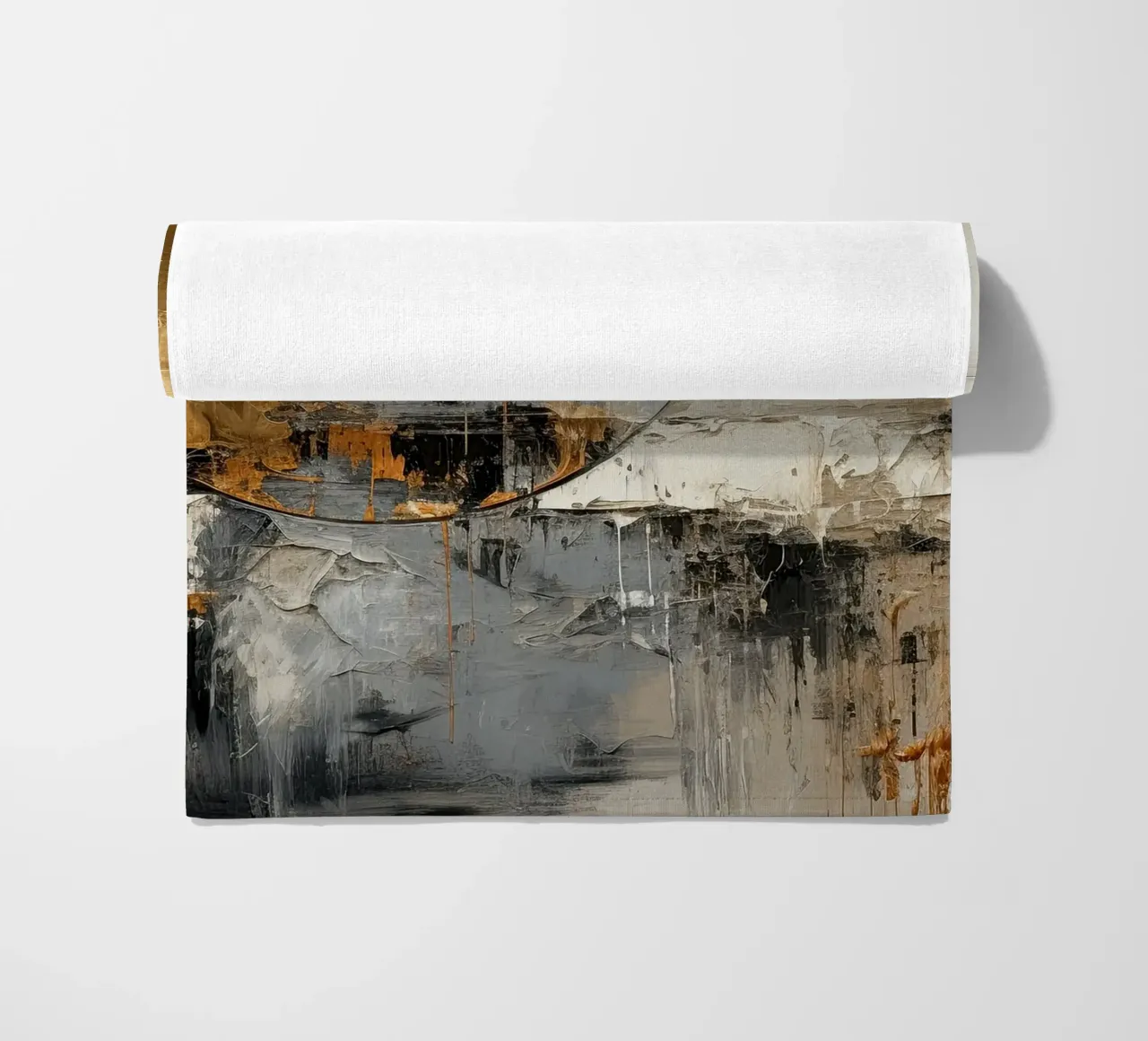 Circle abstract and black and gold beach towel by Imagine