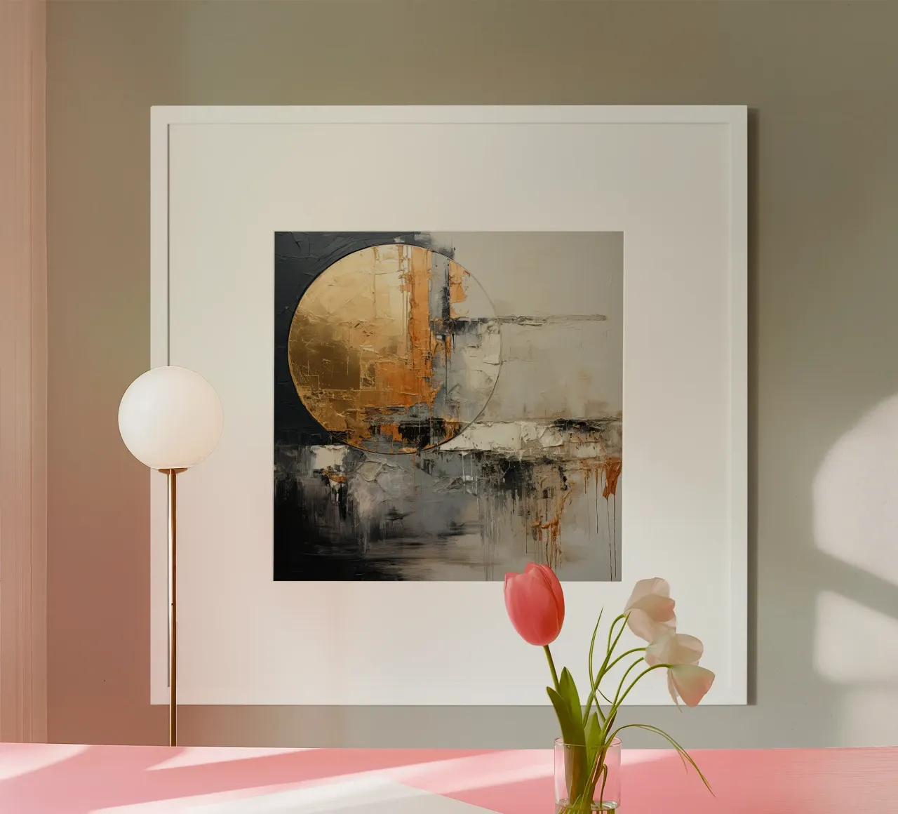 Circle abstract and black and gold hahnemühle by Imagine