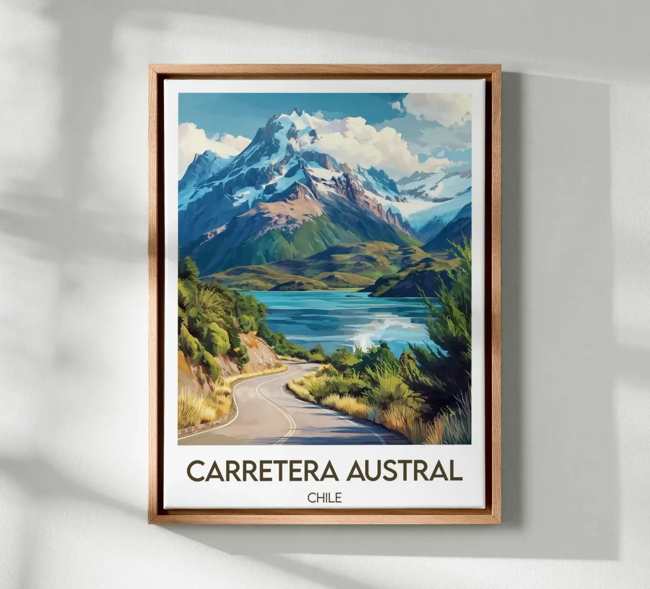 Affiche Carretera Austral tela con Cornice a cassetta da Frame the World