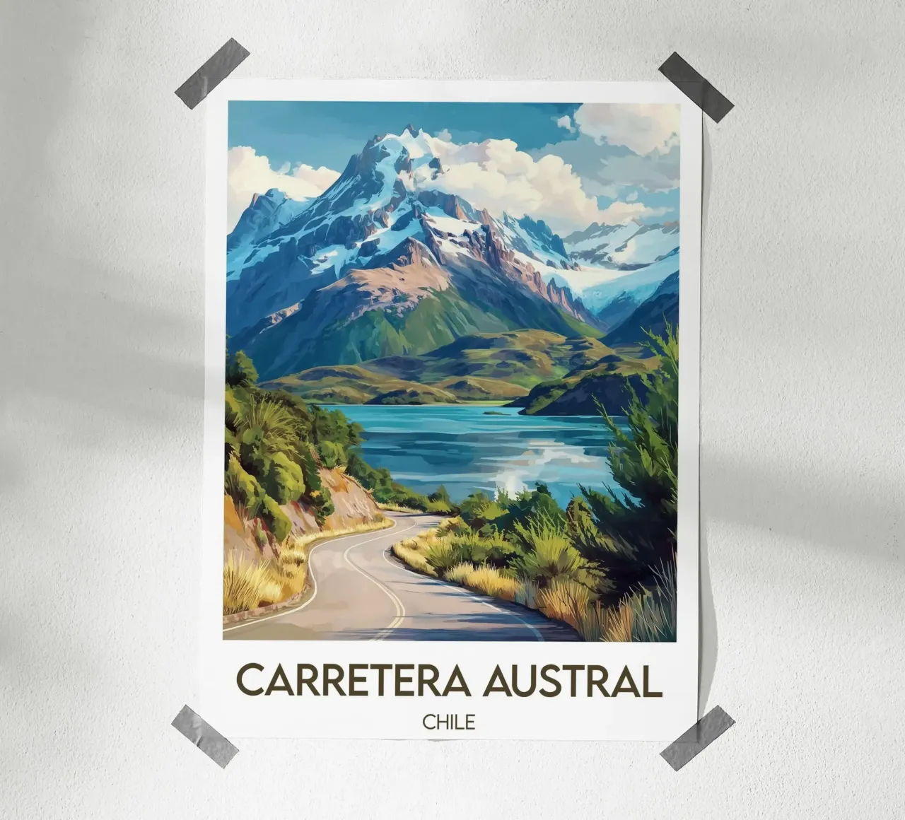 Affiche Carretera Austral poster con telaio in plastica da Frame the World