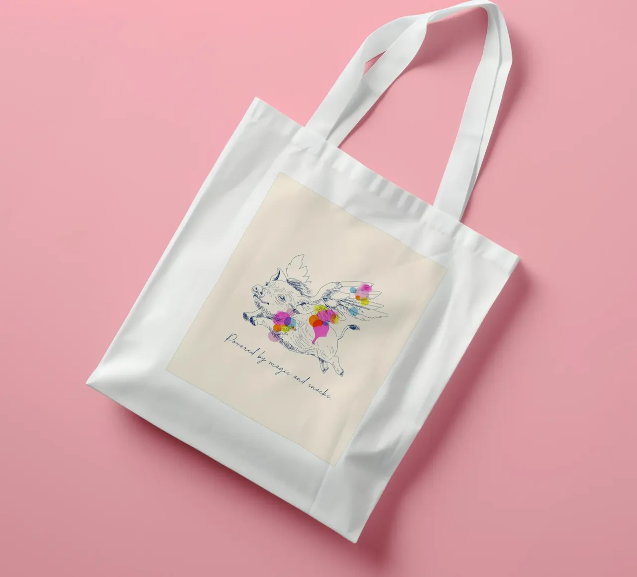Powered by Magic and Snacks borsa in juta da Indigo Rain