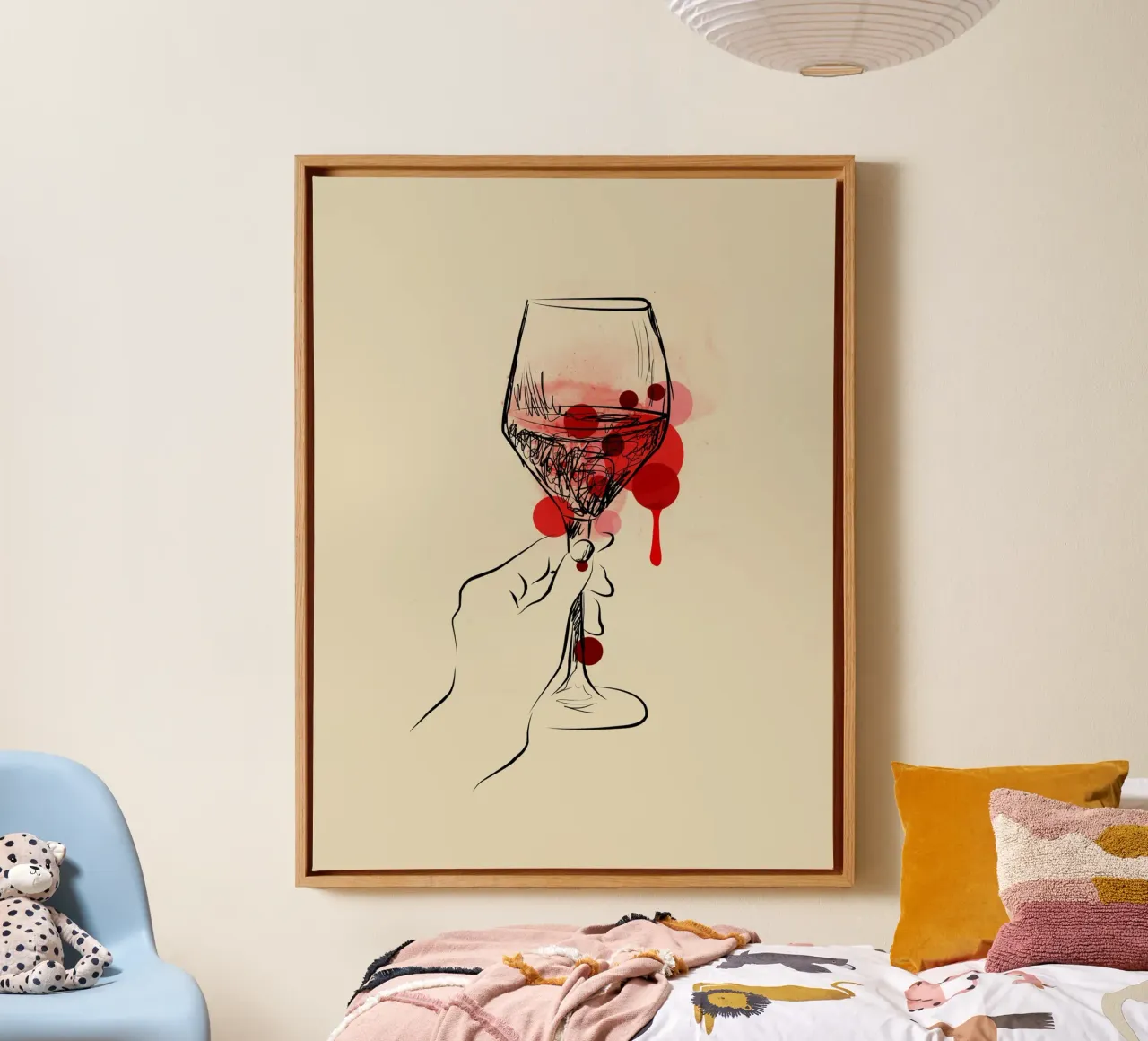 Wine in Lines canvas met Baklijst van Indigo Rain