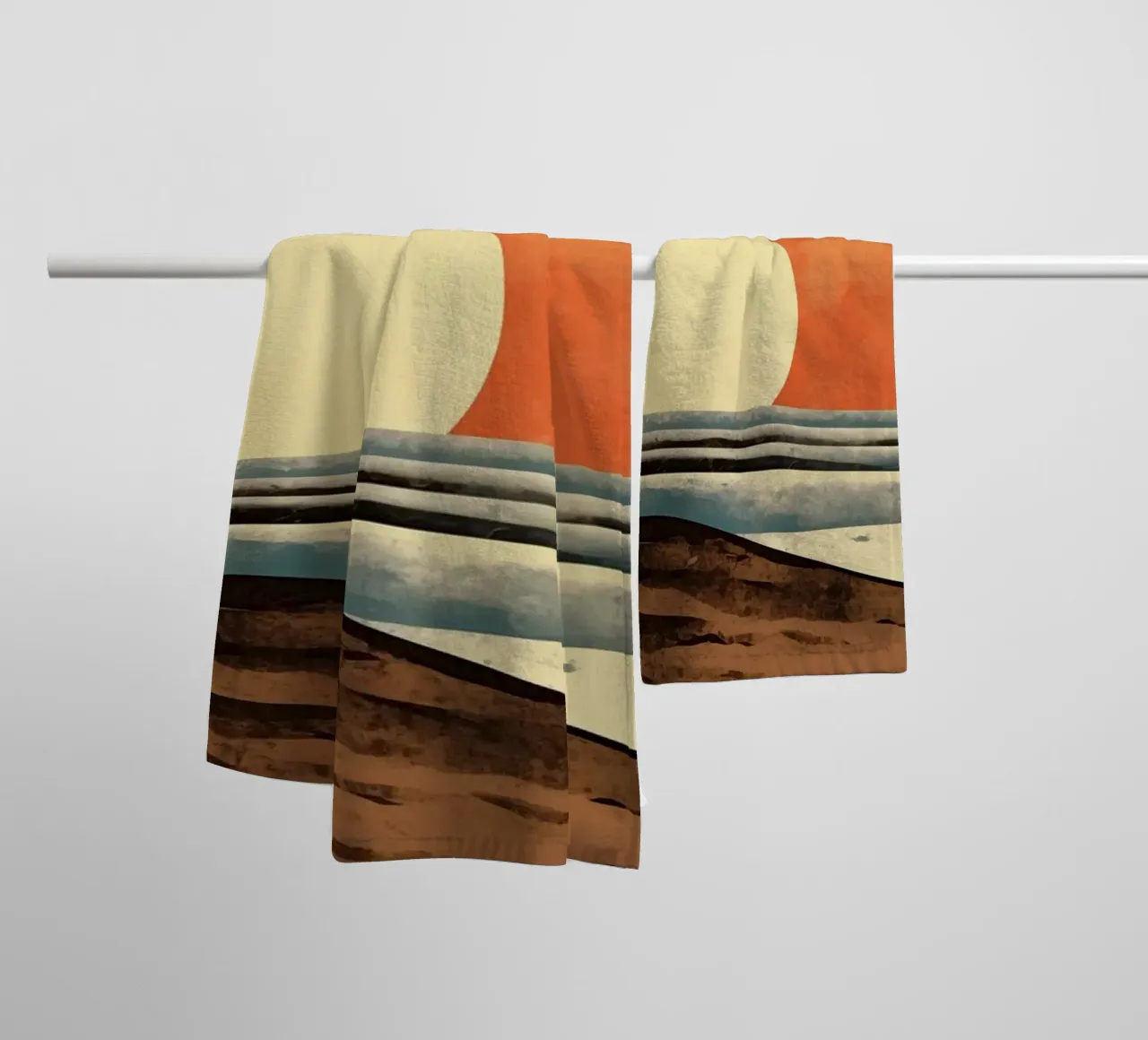 Strand met zonsondergang badhanddoek van Imagine
