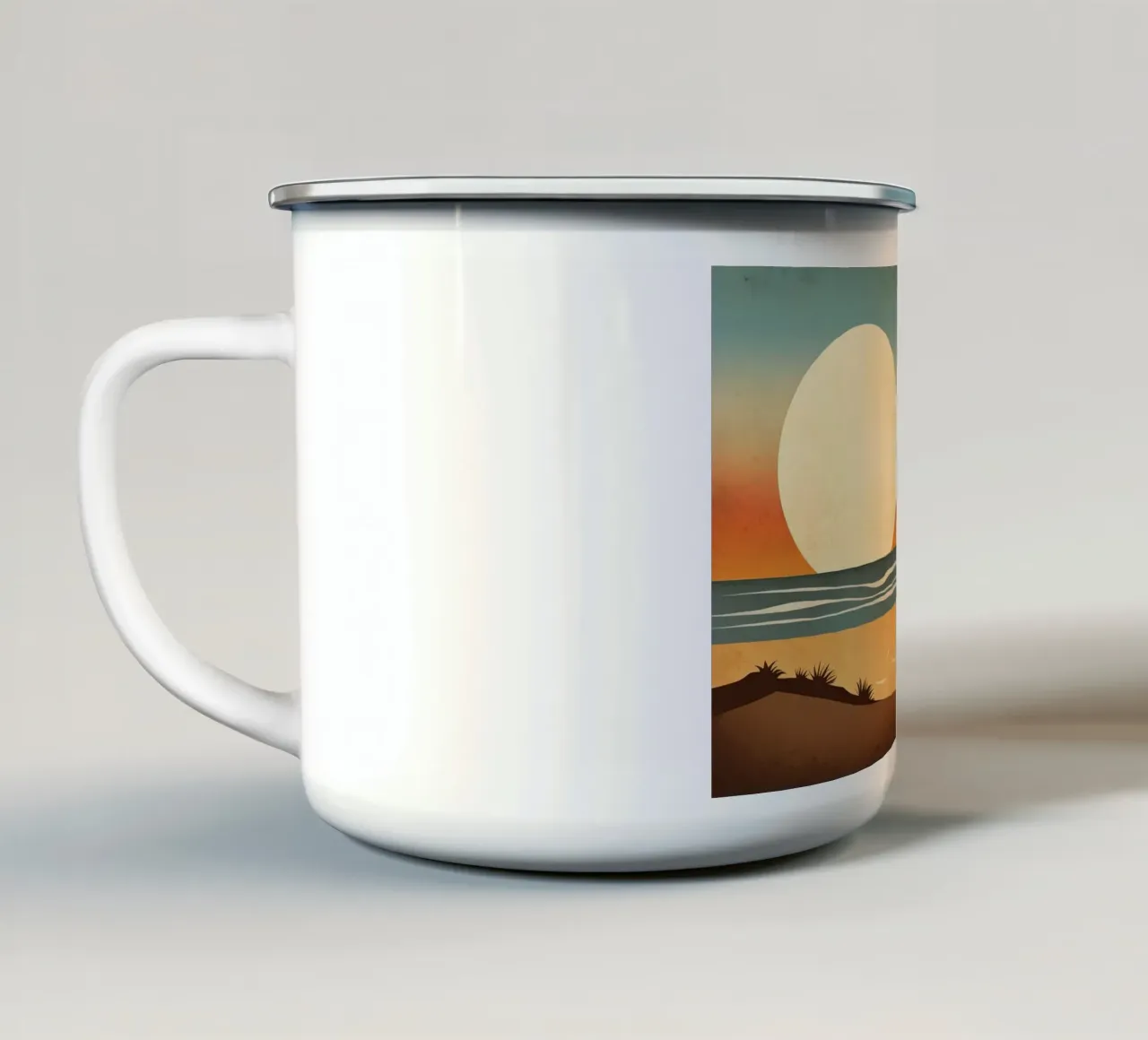 Spiaggia del tramonto tazza in smalto da Imagine