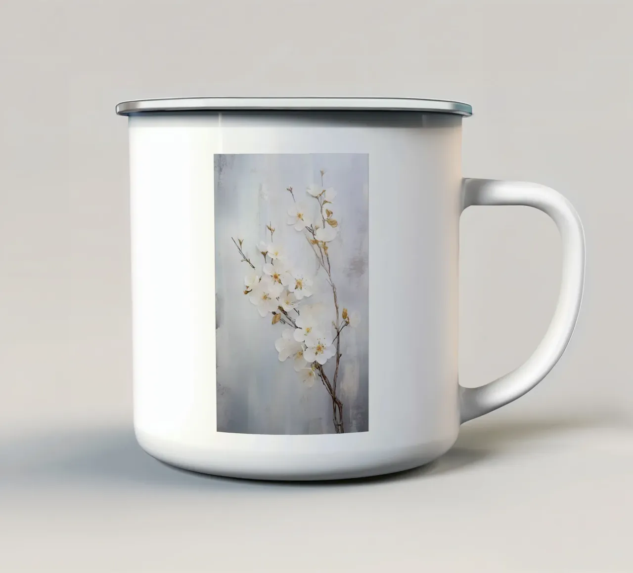 Fiore bianco tazza in smalto da Imagine