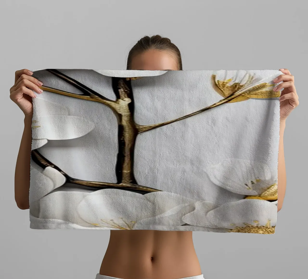 Fiore bianco asciugamano da bagno da Imagine