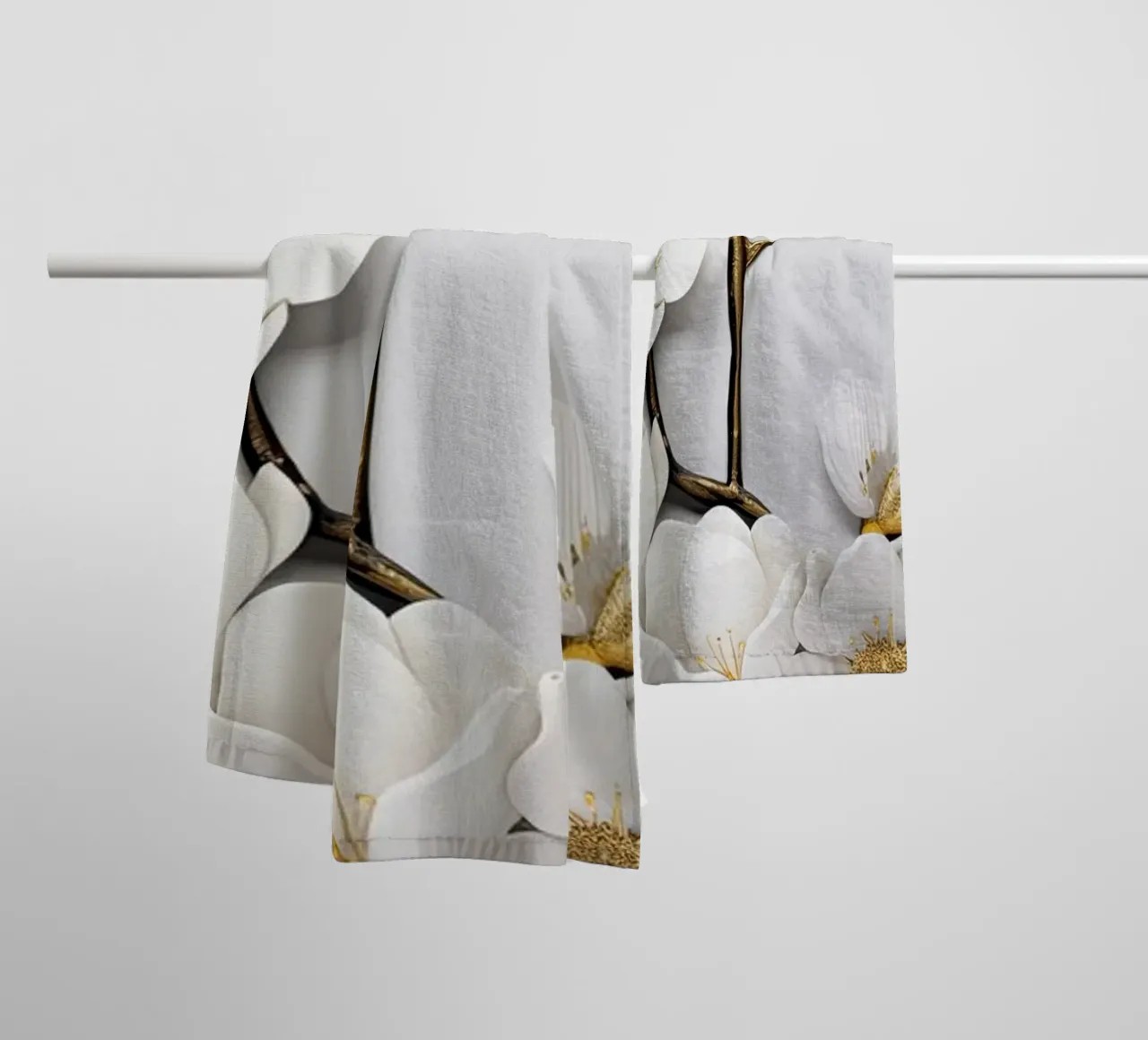 Fiore bianco asciugamano da bagno da Imagine
