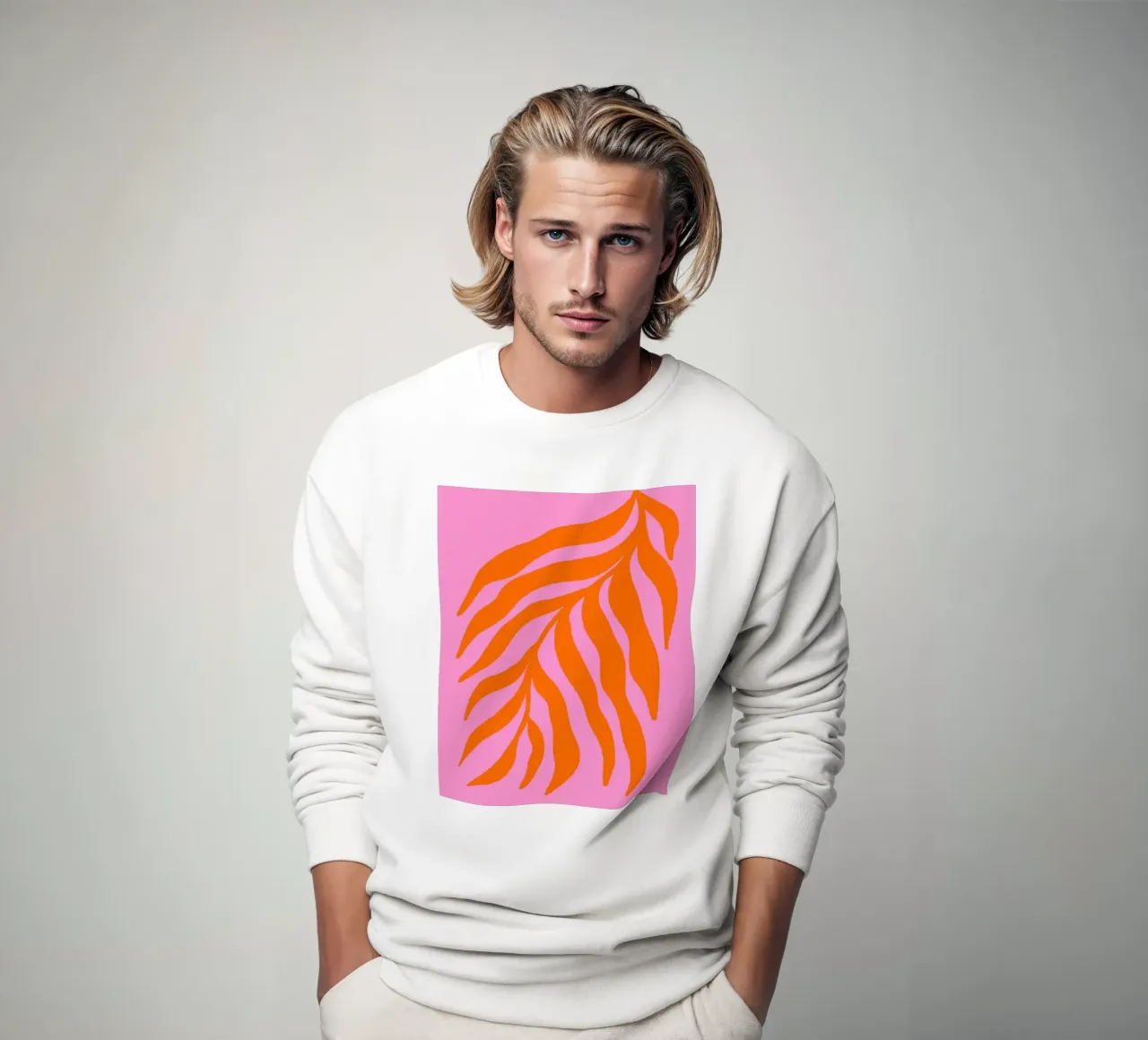 Orange Silhouette Strukturierter Zweig auf Rosa 3 Sweatshirt von Wackapacka